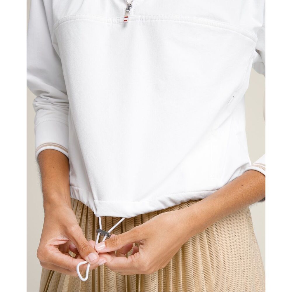 Wilson Davenport Woven Popover White Cropped Quarter Zip Jacket Size Large - Picture 4 of 16